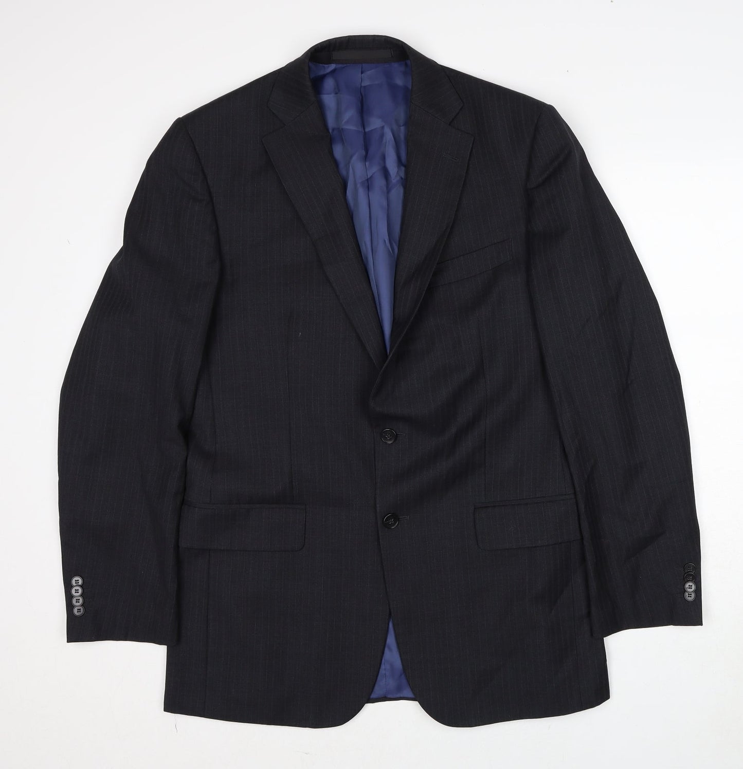 Marks and Spencer Mens Grey Striped Wool Jacket Suit Jacket Size 40 Regular