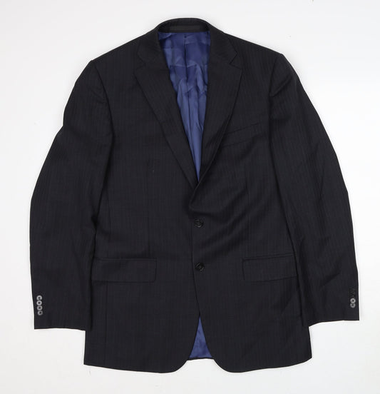 Marks and Spencer Mens Grey Striped Wool Jacket Suit Jacket Size 40 Regular