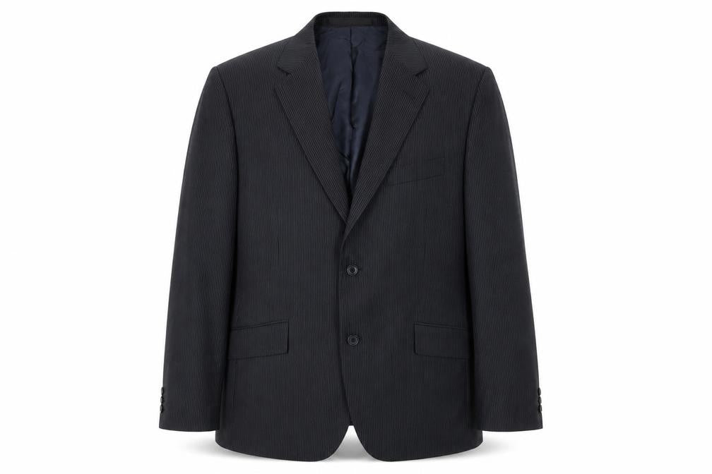 Autograph Mens Blue Striped Polyester Jacket Suit Jacket Size 42 Regular