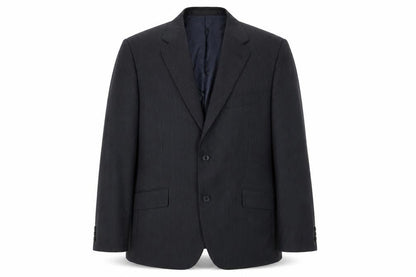 Front view of Autograph men’s blue striped polyester jacket suit jacket, size 42, regular
