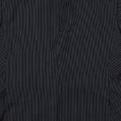 Brand and care label for Autograph men’s blue striped polyester jacket suit jacket, size 42, regular