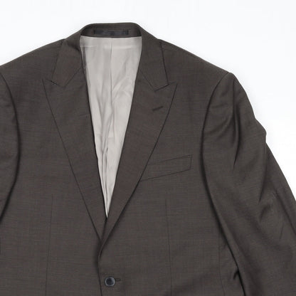 Close-up detail of Autograph men’s brown wool jacket suit jacket, size 40, regular