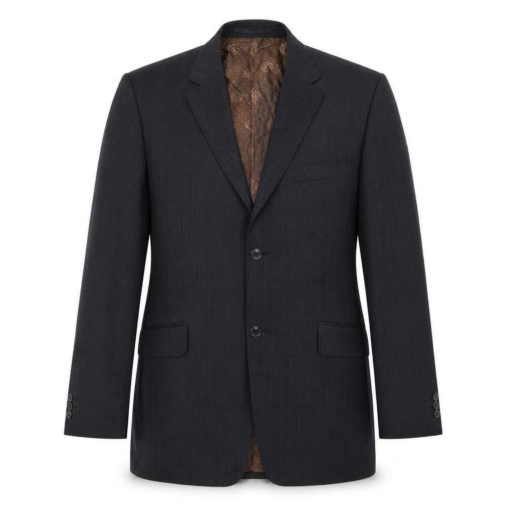 Burton Mens Black Striped Polyester Jacket Suit Jacket Size 42 Regular