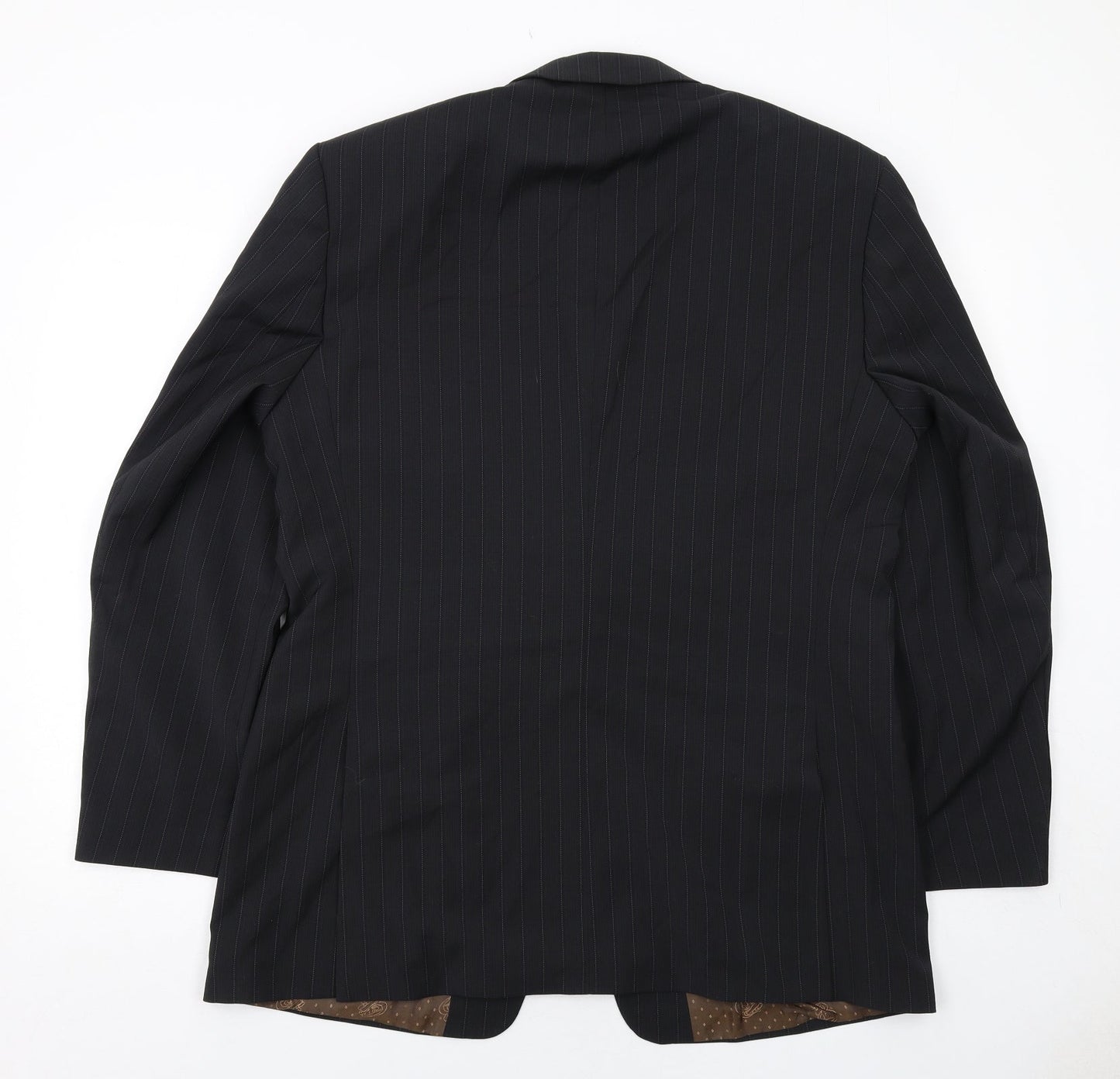 Burton Mens Black Striped Polyester Jacket Suit Jacket Size 42 Regular