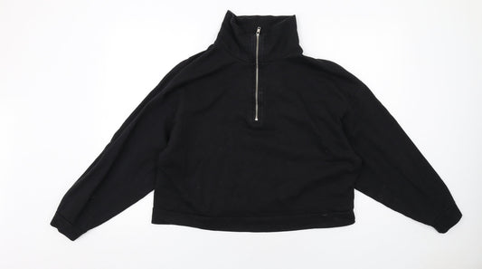 ASOS Womens Black Cotton Pullover Sweatshirt Size 10 Zip
