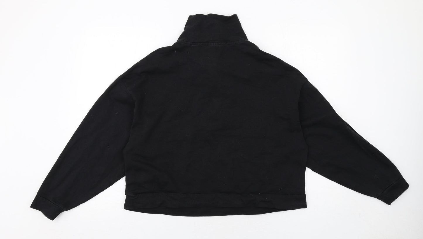 ASOS Womens Black Cotton Pullover Sweatshirt Size 10 Zip