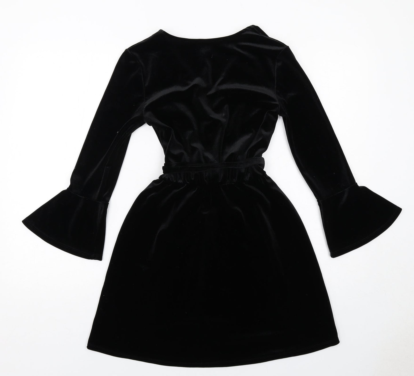H&M Womens Black Polyester A-Line Size 8 V-Neck Pullover