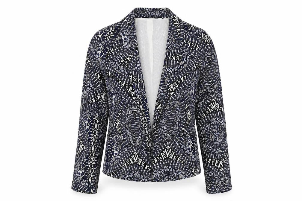 New Look Womens Blue Geometric Jacket Blazer Size 10