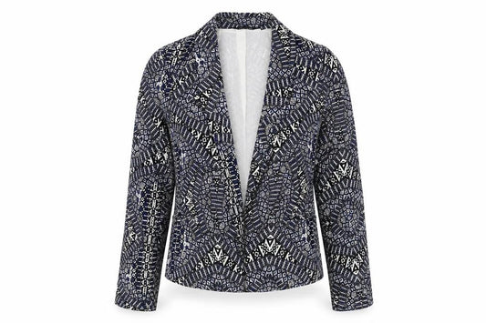 New Look Womens Blue Geometric Jacket Blazer Size 10