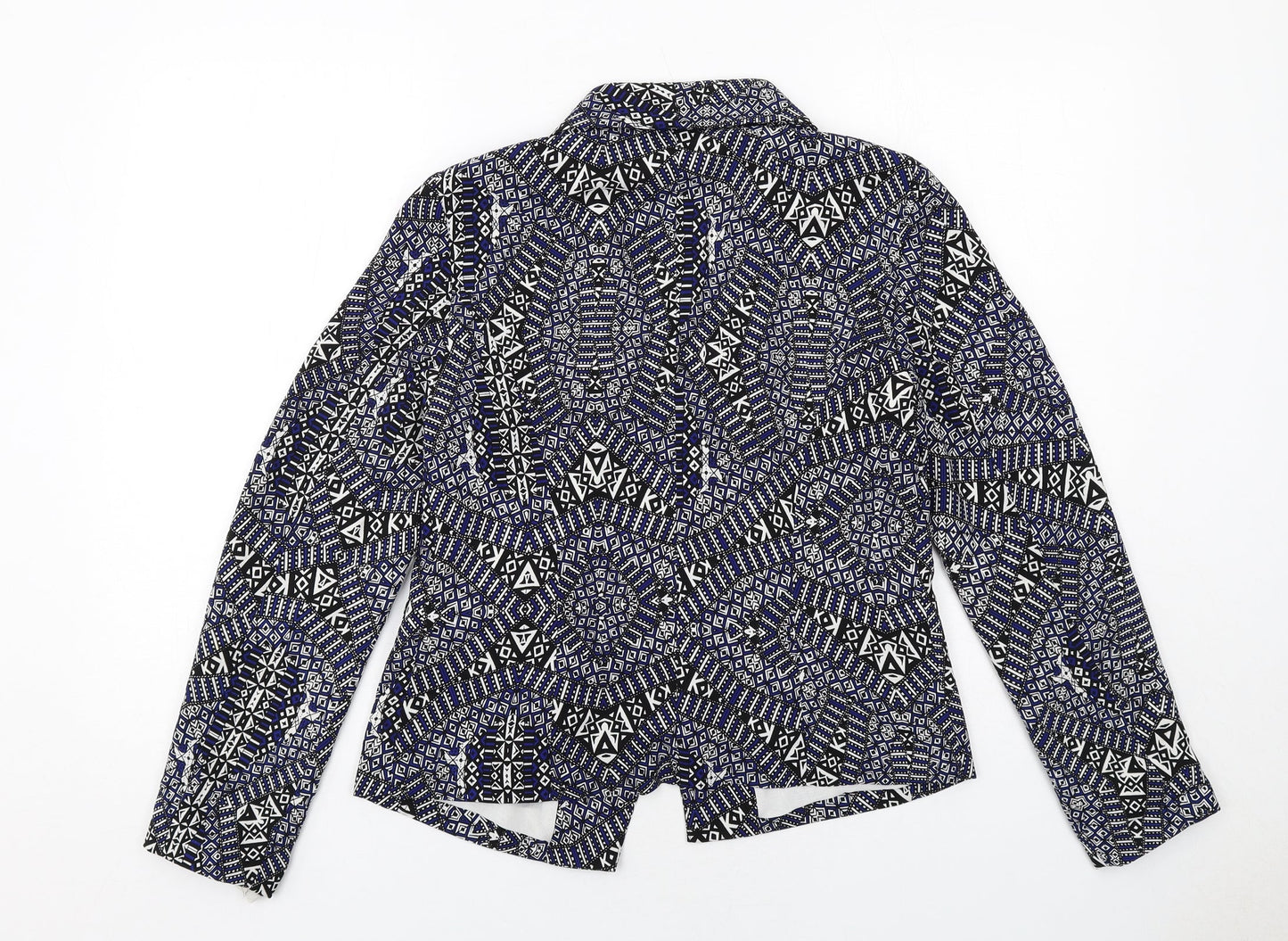 New Look Womens Blue Geometric Jacket Blazer Size 10