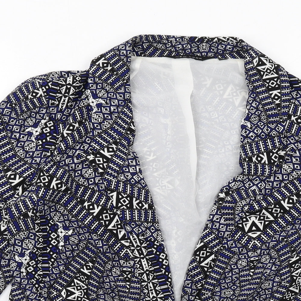 New Look Womens Blue Geometric Jacket Blazer Size 10