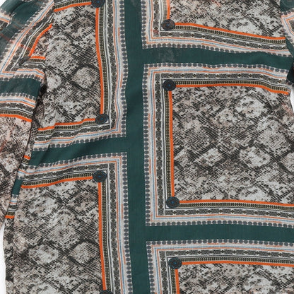 River Island Womens Green Geometric Polyester Basic Blouse Size 6 Round Neck