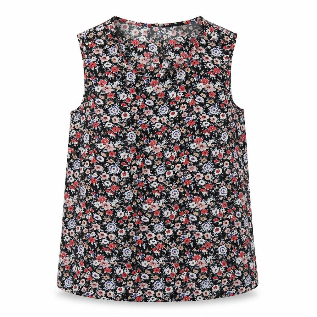 New Look Womens Black Floral Polyester Basic Tank Size 6 V-Neck