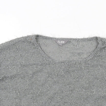 Fluid Womens Grey Round Neck Polyester Pullover Jumper Size XS