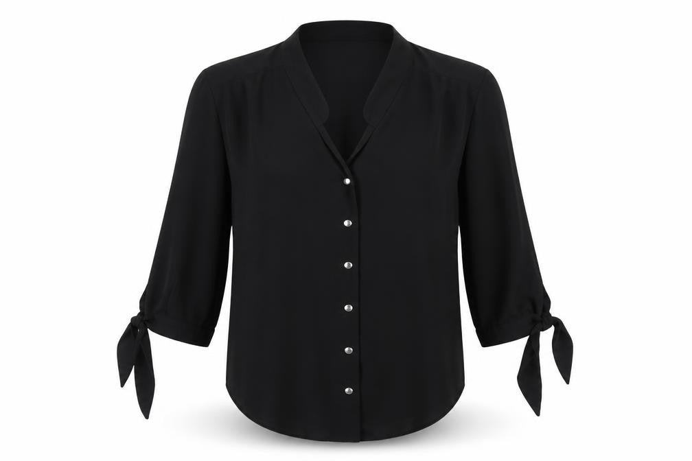 Dorothy Perkins Womens Black Polyester Basic Button-Up Size 10 Collared