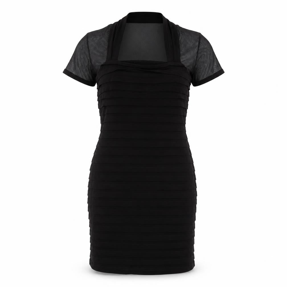 Wallis Womens Black Polyester Bodycon Size 12 Square Neck Zip