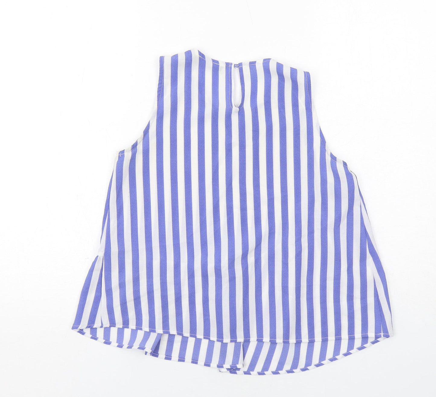 Mango Womens Blue Striped Viscose Basic Blouse Size XS Round Neck