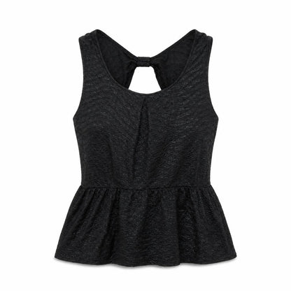 Oasis Womens Black Polyester Basic Tank Size L Boat Neck - Textured