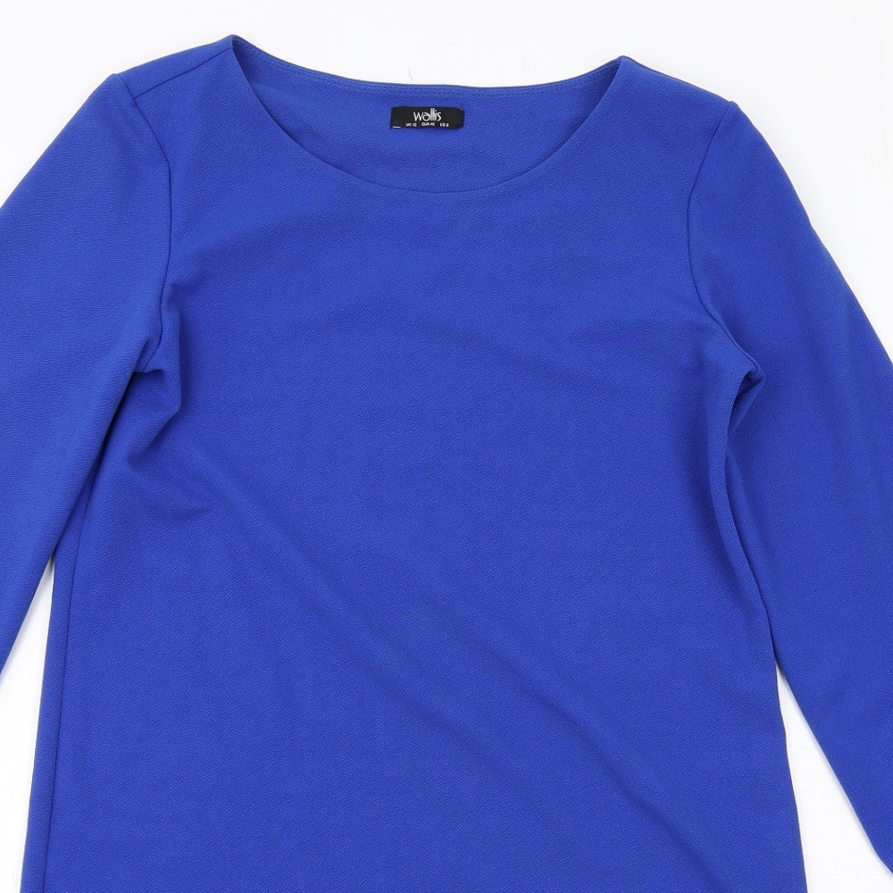 Wallis Womens Blue Polyester A-Line Size 12 Round Neck Pullover
