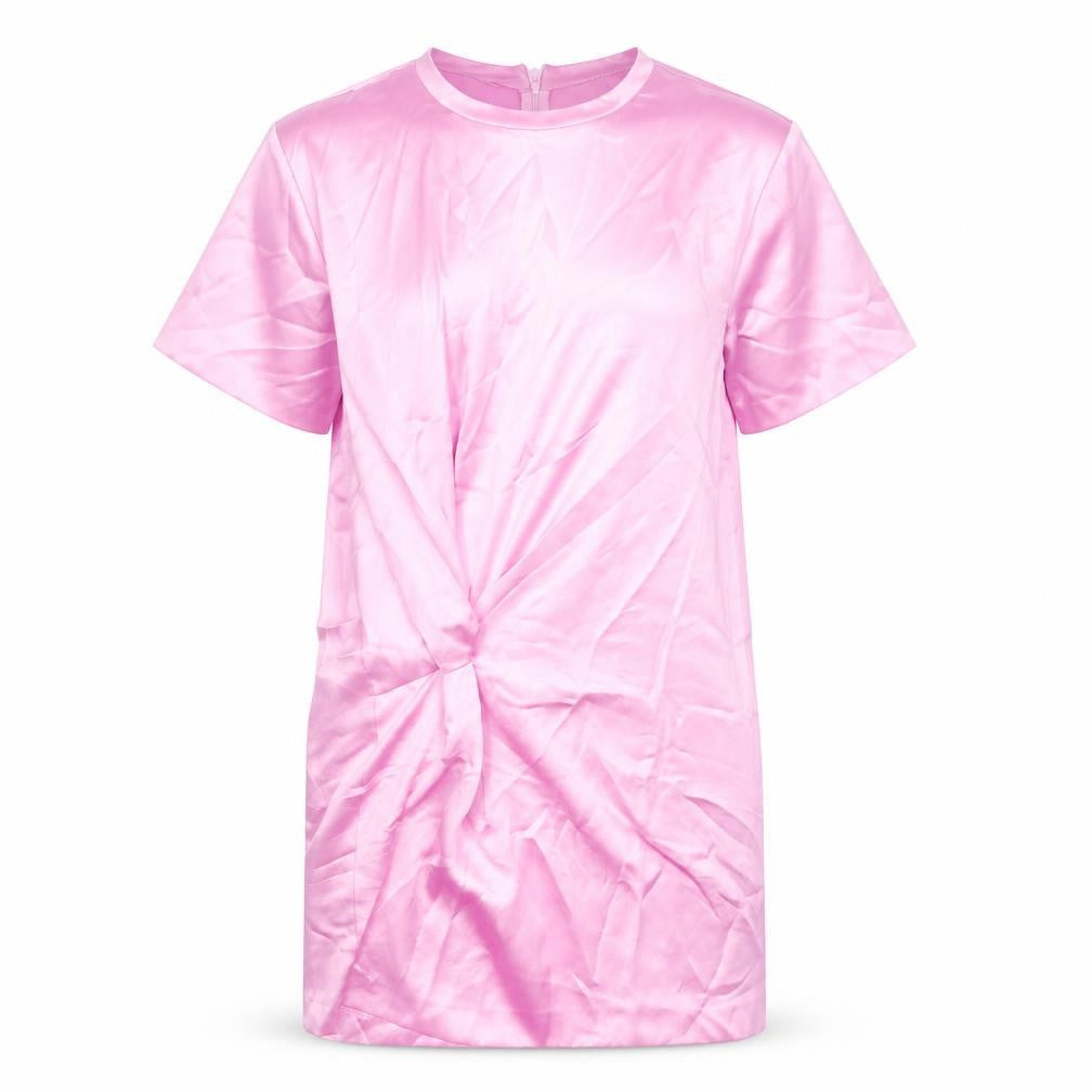 Zara Womens Pink Polyester Sheath Size L Round Neck Zip - Front Detail