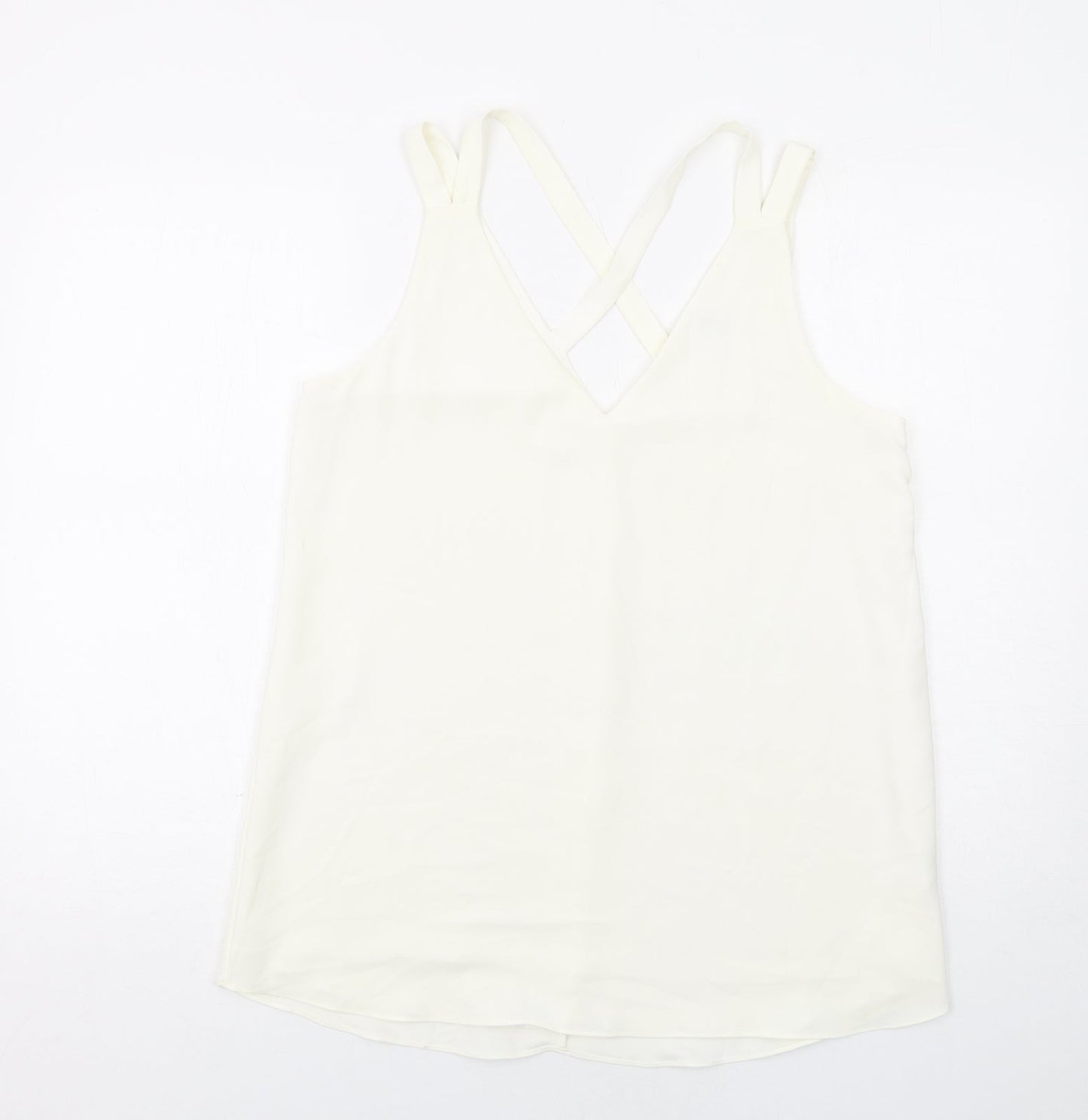 River Island Womens Ivory Polyester Basic Tank Size 12 V-Neck