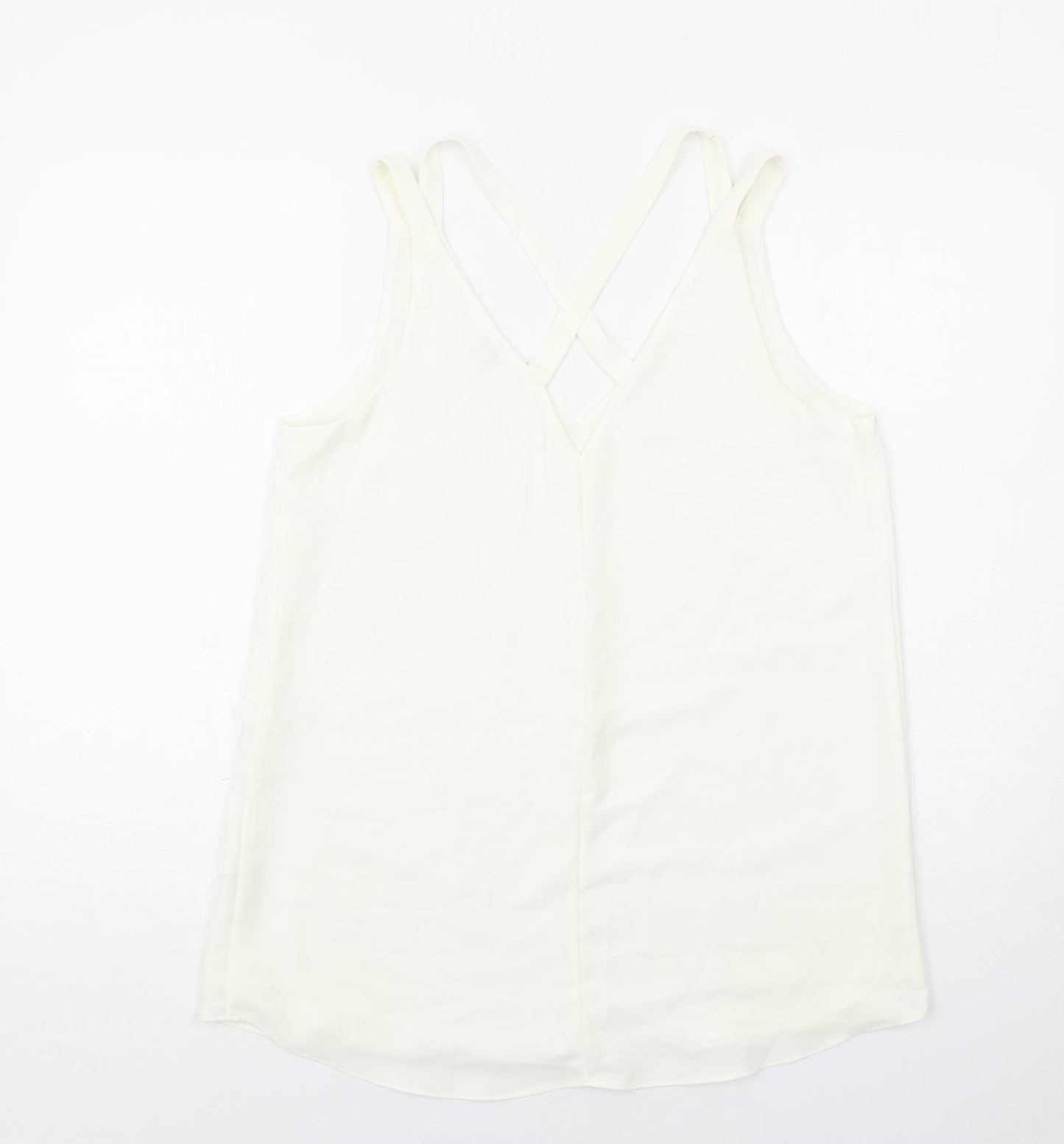River Island Womens Ivory Polyester Basic Tank Size 12 V-Neck