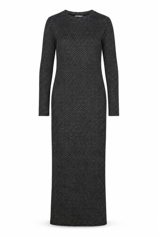 Zara Womens Black Geometric Polyester Maxi Size S Boat Neck Pullover