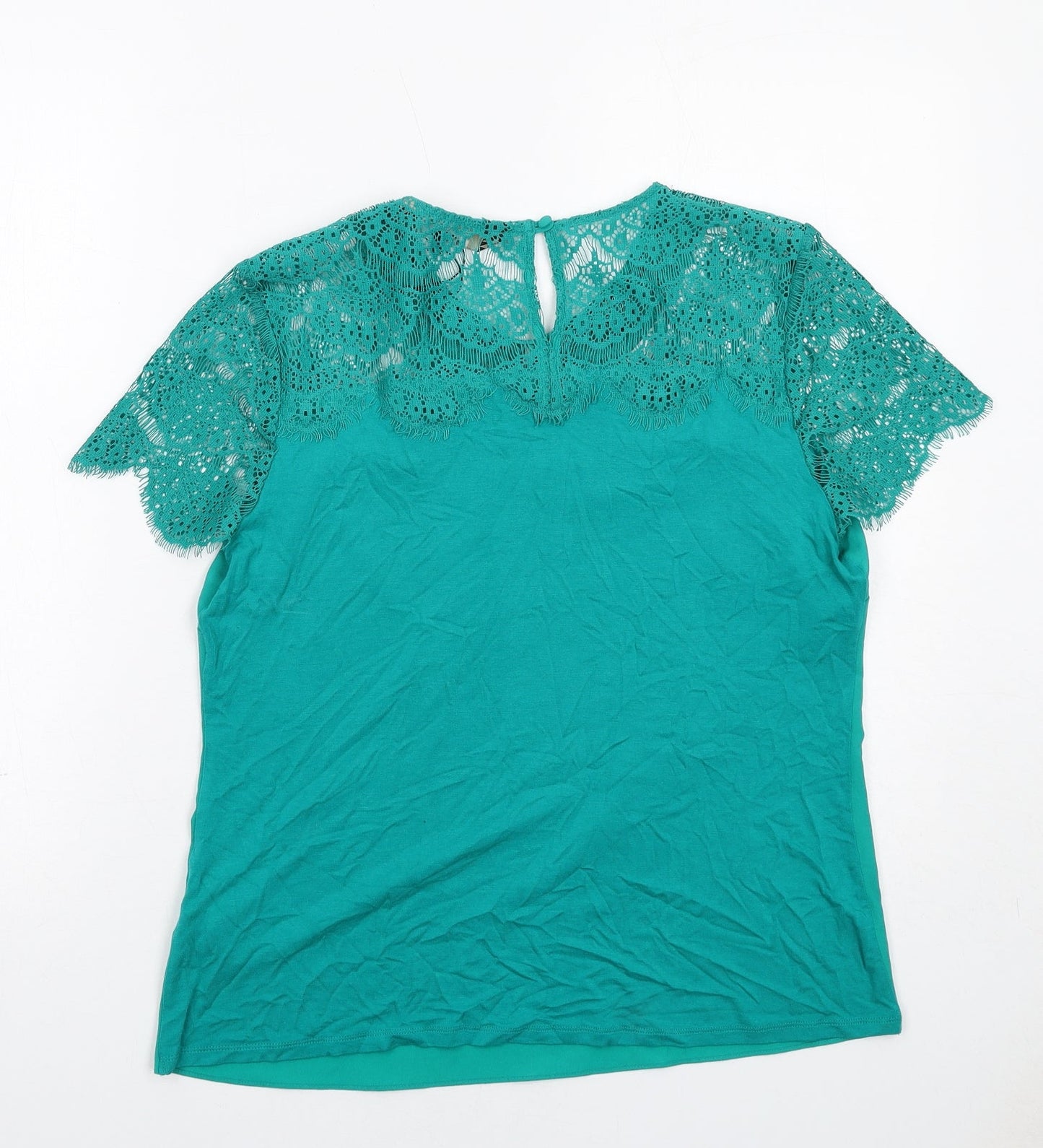 Principles Womens Green Polyester Basic Tank Size 14 Collared - Lace Details