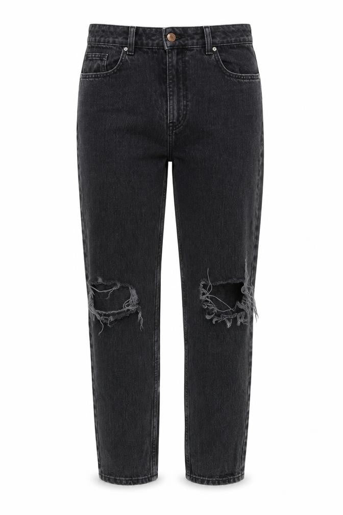 NEXT Womens Black Cotton Mom Jeans Size 8 Regular Zip