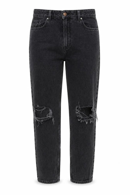 Next Womens Black Cotton Mom Jeans Size 8 Regular Zip