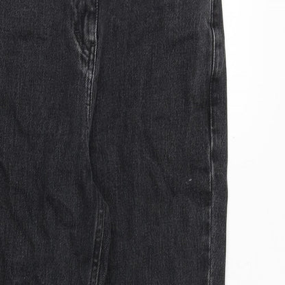 Next Womens Black Cotton Mom Jeans Size 8 Regular Zip