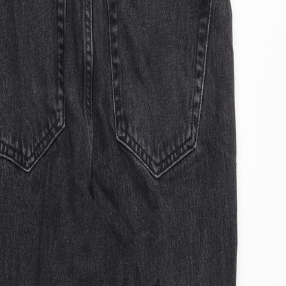 Next Womens Black Cotton Mom Jeans Size 8 Regular Zip