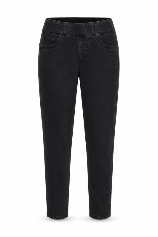 Front view of JD Williams women’s black cotton skinny jeans, size UK 12, regular