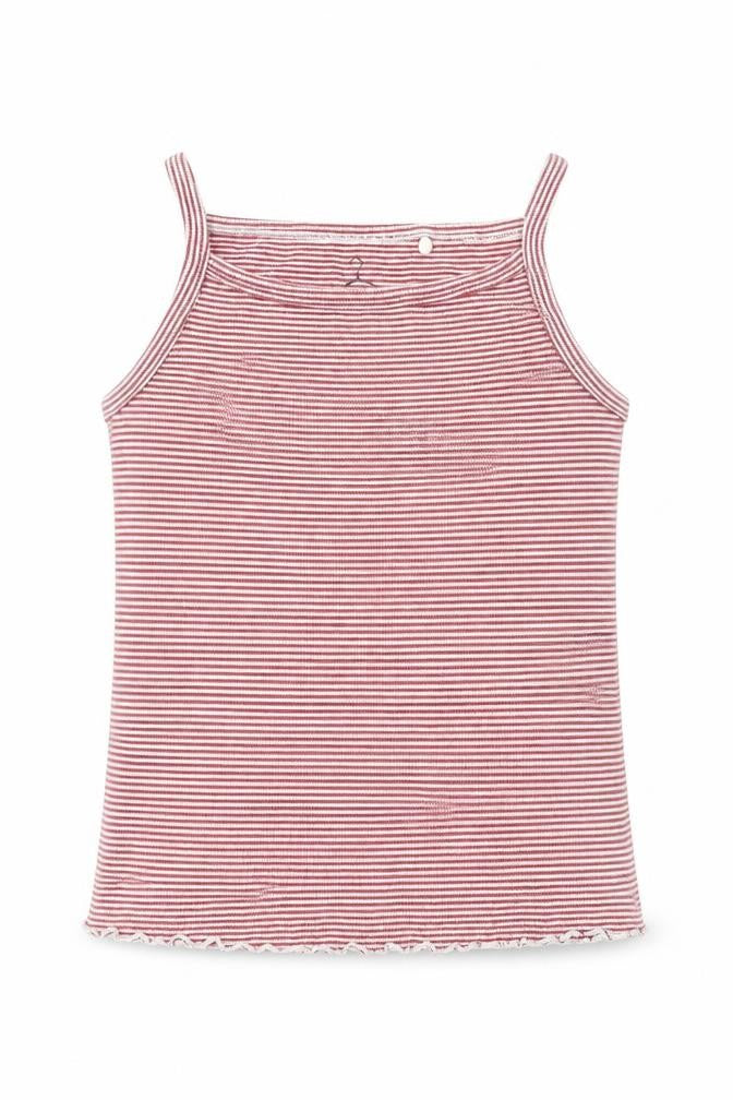 NEXT Girls Red Striped Cotton Basic Tank Size 9 Years Round Neck Pullover