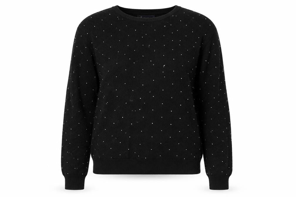 Marks & Spencer Womens Black Round Neck Polka Dot Viscose Pullover Jumper Size M