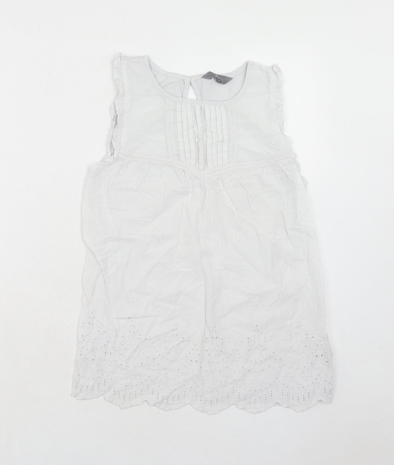 Principles Womens White Cotton Basic Tank Size 8 Round Neck