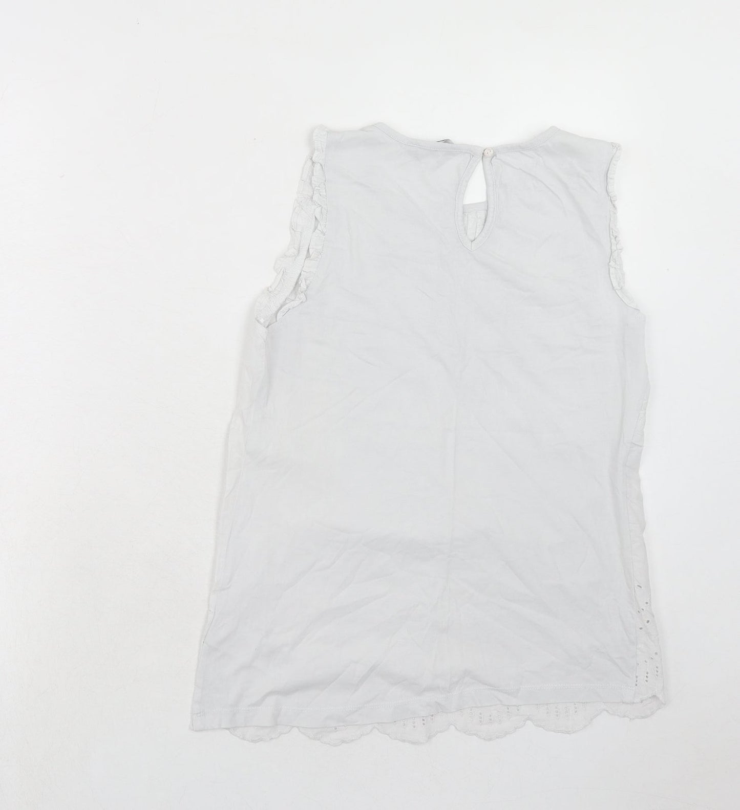Principles Womens White Cotton Basic Tank Size 8 Round Neck