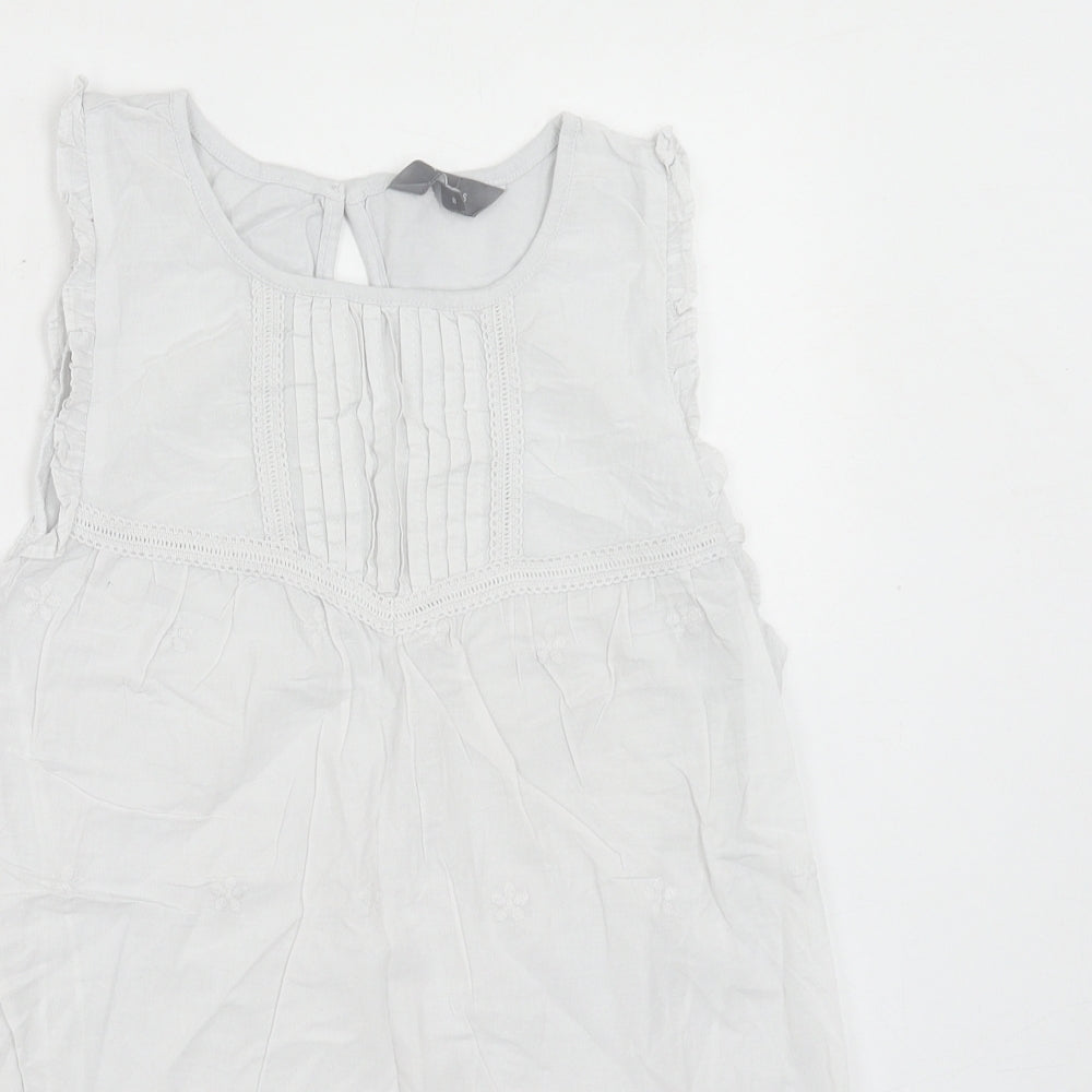 Principles Womens White Cotton Basic Tank Size 8 Round Neck