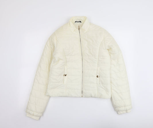 Select Womens Ivory Puffer Jacket Jacket Size 12 Zip