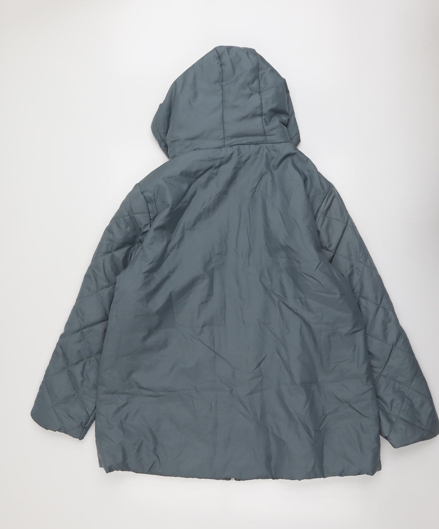 Anne De Lancay Womens Blue Quilted Jacket Size L Zip
