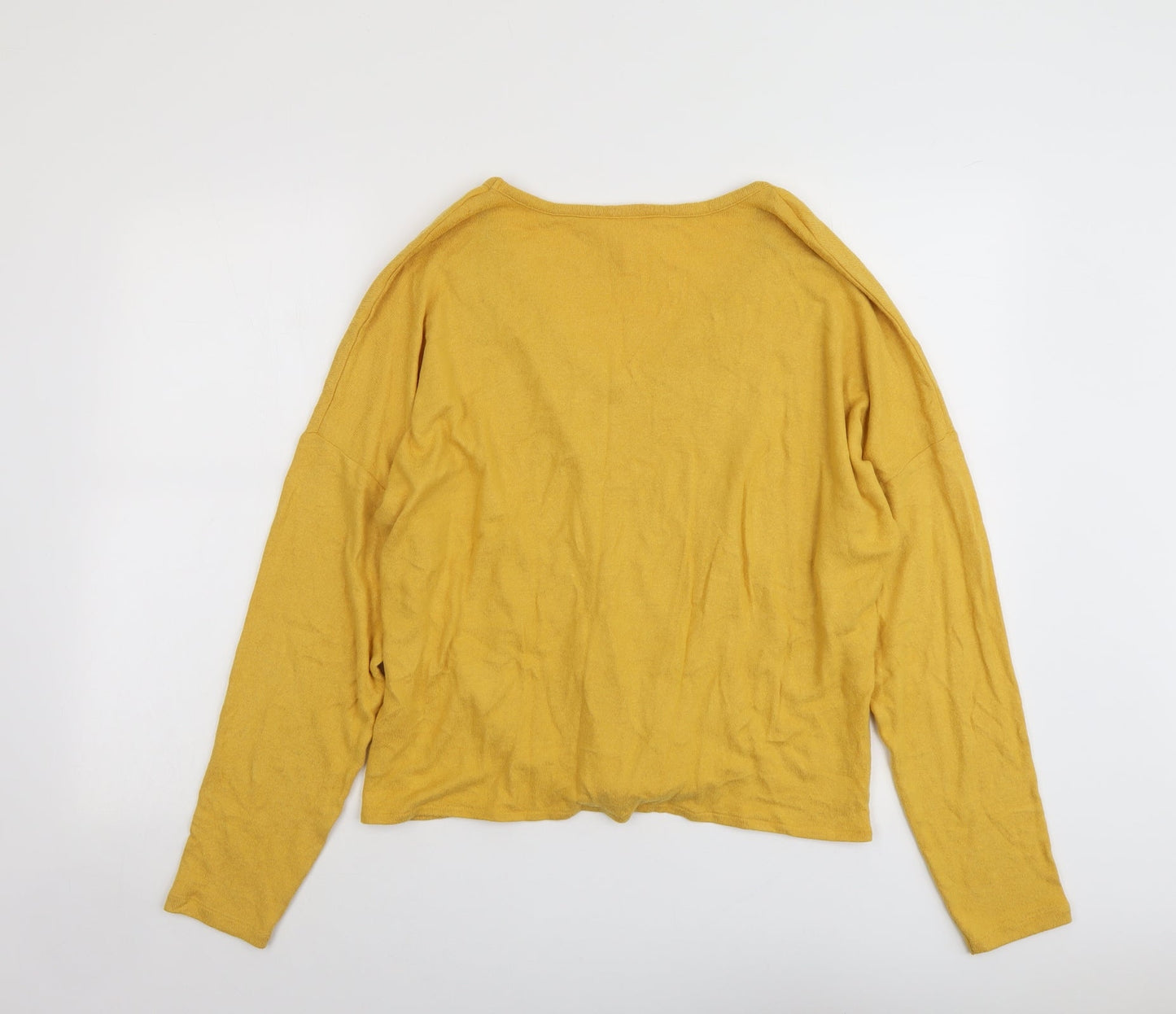 H&M Womens Yellow V-Neck Viscose Pullover Jumper Size M