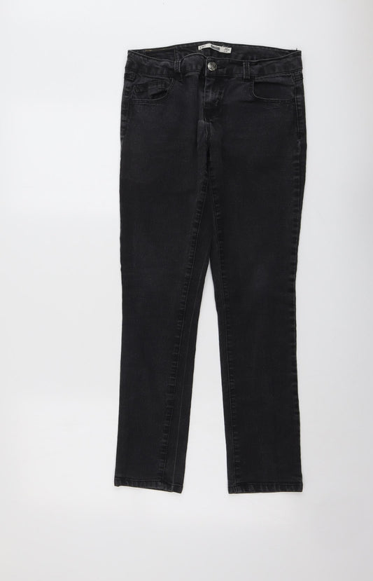 Dorothy Perkins Womens Grey Cotton Skinny Jeans Size 10 L28 in Regular Button