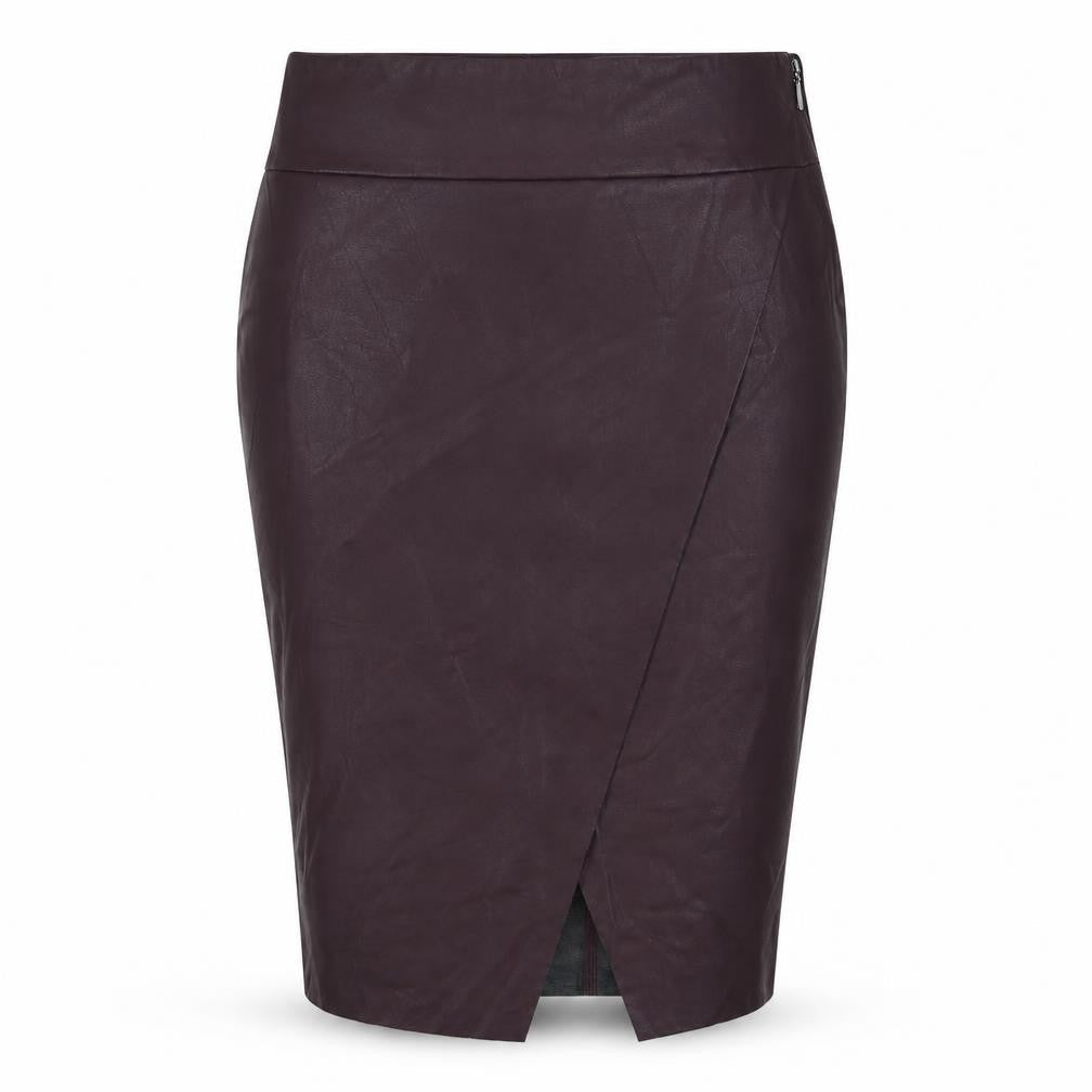 Marks & Spencer Womens Purple Polyurethane A-Line Skirt Size 14 Zip
