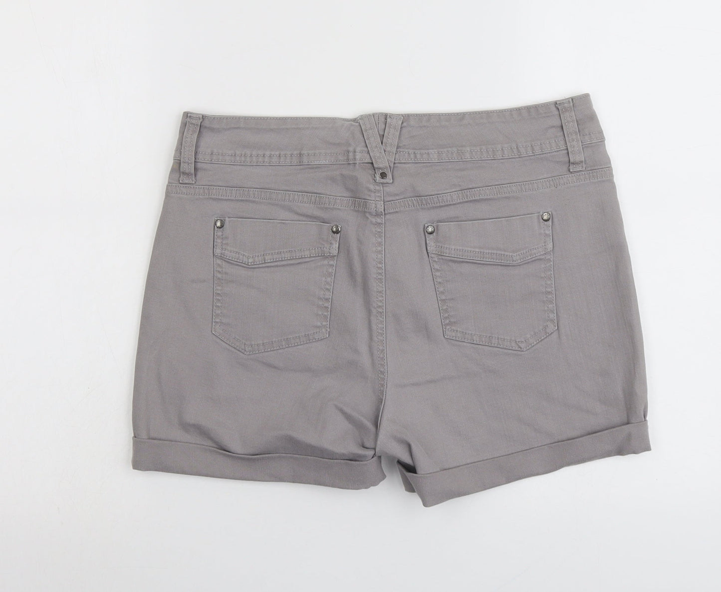Jones&Co Womens Grey Cotton Basic Shorts Size XL L4 in Regular Button