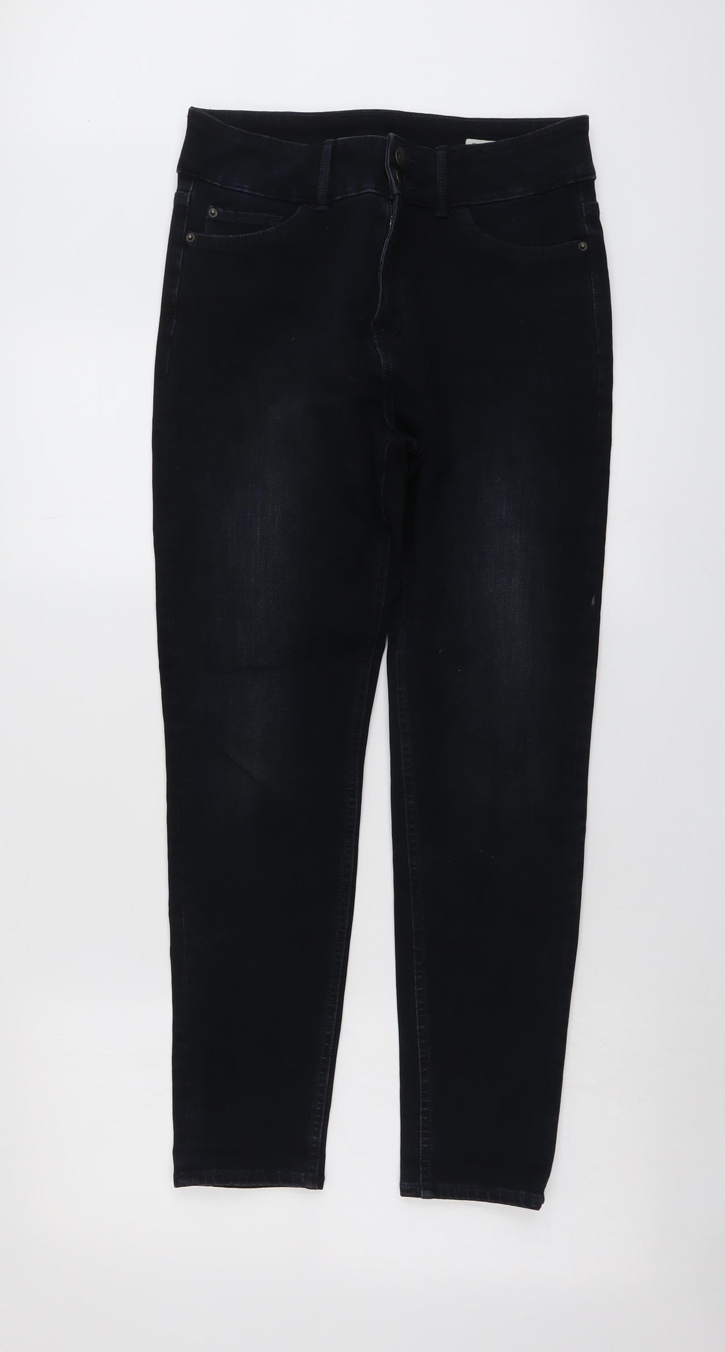 Marks and Spencer Womens Blue Cotton Skinny Jeans Size 12 L27 in Regular Button