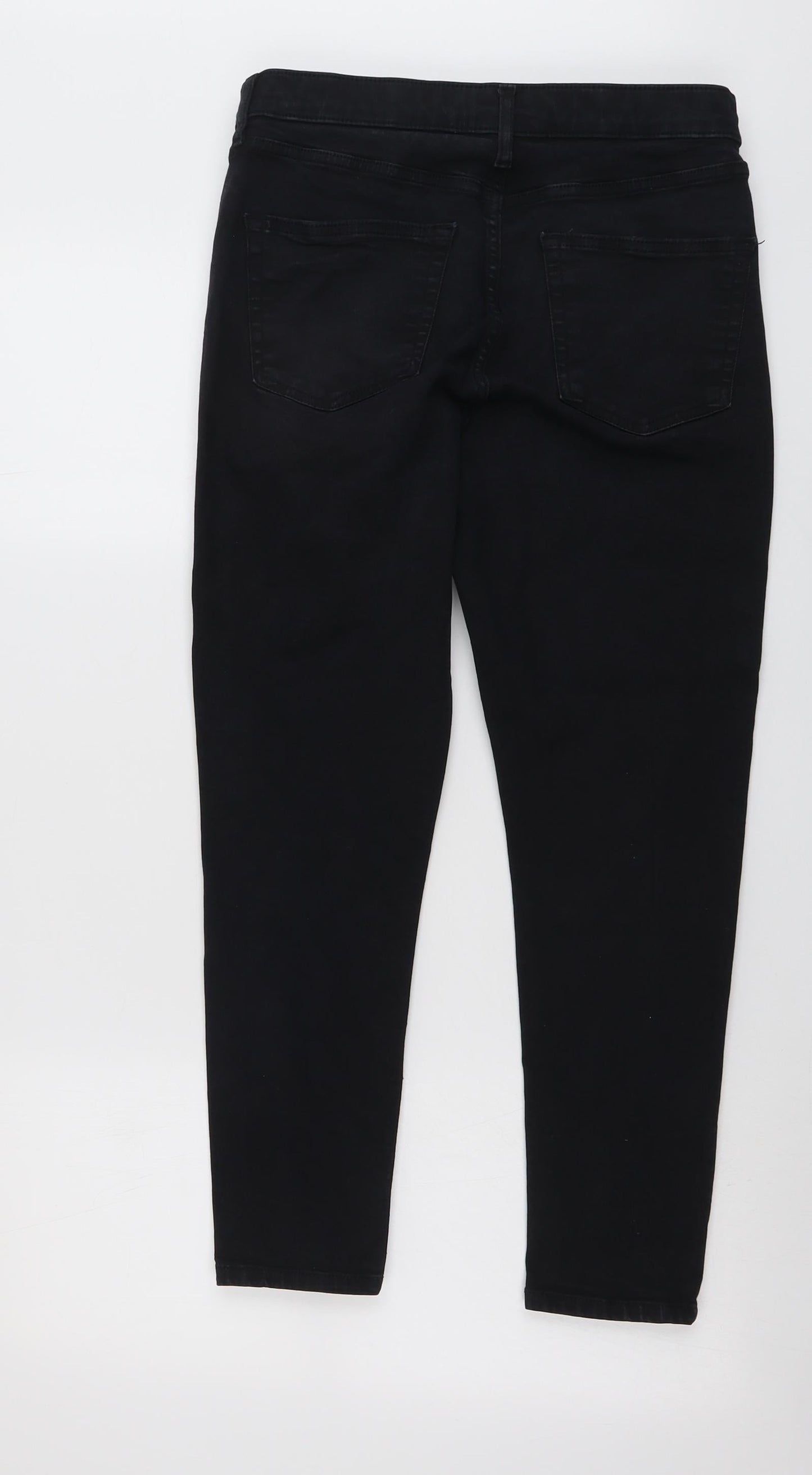 Topshop Womens Black Cotton Skinny Jeans Size 30 in L26 in Regular Button