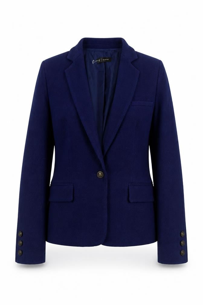 R Essential Womens Blue Polyester Jacket Blazer Size 10