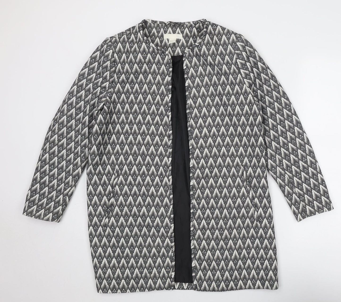 H&M Womens Grey Geometric Overcoat Coat Size 16