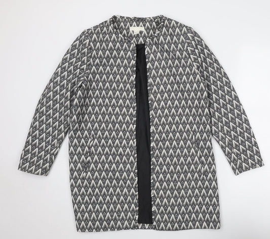 H&M Womens Grey Geometric Overcoat Coat Size 16