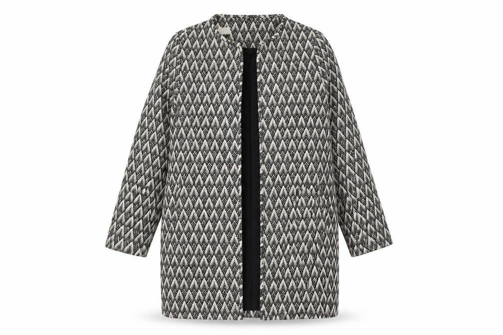 H&M Womens Grey Geometric Overcoat Coat Size 16